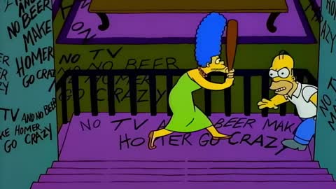 Still frame from THE SIMPSONS - Hahaha Scaredy Cat — a 17s clip marked up for dubbing