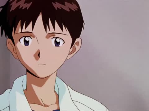 Still frame from Shinji's Weird Confession — a 14s clip marked up for dubbing