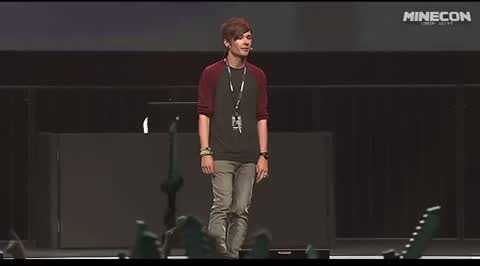Still frame from DanTDM minecon 2015 — a 4m 25s clip marked up for dubbing