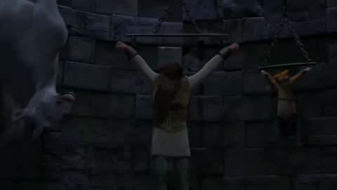 Still frame from Shrek 2 - Prison Escape — a 2m 20s clip marked up for dubbing
