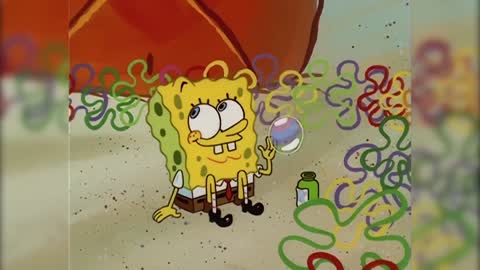 Still frame from Spongebob Bubble Messages — a 1m 58s clip marked up for dubbing