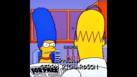 Still frame from Simpsons Trampoline — a 40s clip marked up for dubbing