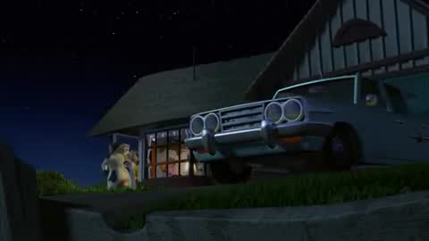 Still frame from Randall Theres a Cow Outside — a 1m 11s clip marked up for dubbing