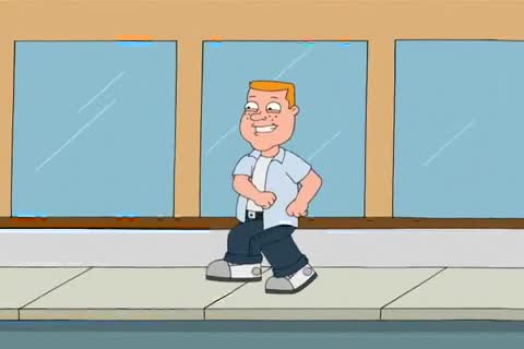 Still frame from Family Guy - Sneakers O'Toole — a 20s clip marked up for dubbing