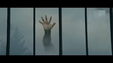 Still frame from military squad fighting a monster — a 4m 42s clip marked up for dubbing