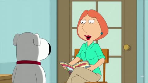 Still frame from Family Guy-Peter politely falls down the stairs — a 35s clip marked up for dubbing