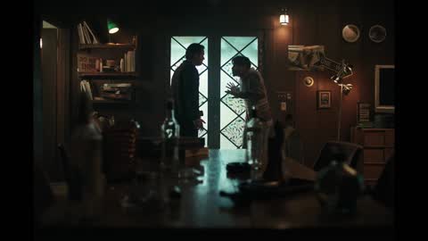 Still frame from Obsession - Ian's billion dollars — a 2m 42s clip marked up for dubbing