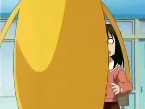 Still frame from Azumanga Daioh - Oh My Gah — a 41s clip marked up for dubbing