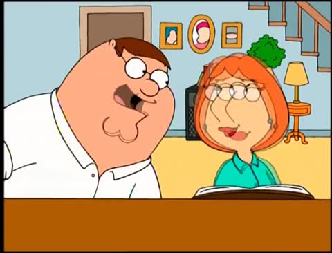 Still frame from Family Guy Main Title (1999) — a 30s clip marked up for dubbing