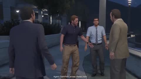 Still frame from GTA V - The Wrap Up — a 2m 02s clip marked up for dubbing